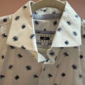 Joseph Abboud Men's Short Sleeve Shirt with Blue Floral Design